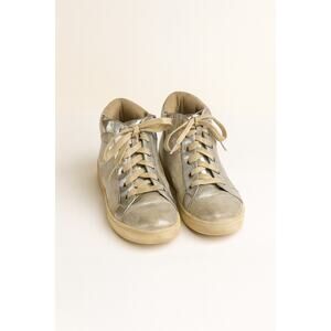 KidPik Girls High-Top Metallic Silver Sneakers Size 5